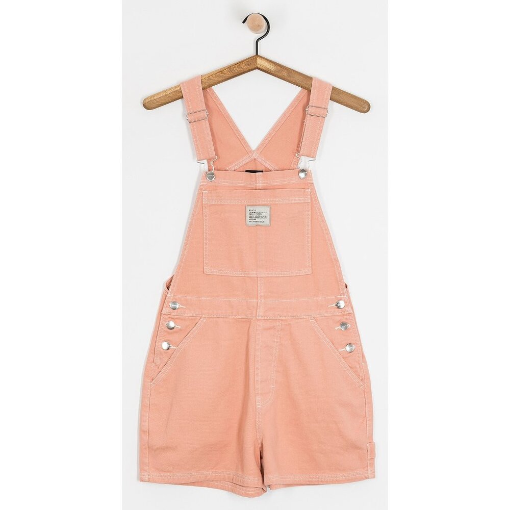 NWT RVCA Womens Size XS Taupe Pink Blush Drea Overall Shortall Romper NEW
